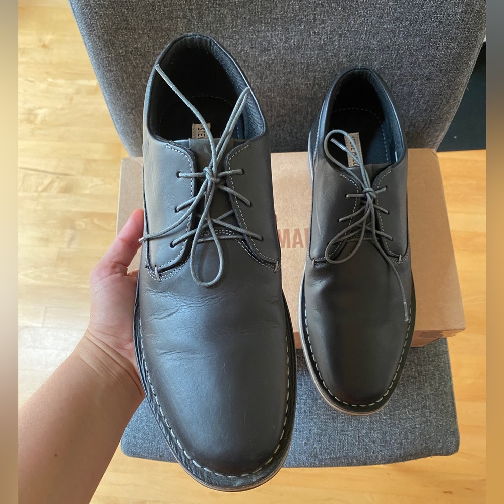 STEVE MADDEN Men's Black Leather Oxford Dress Shoes